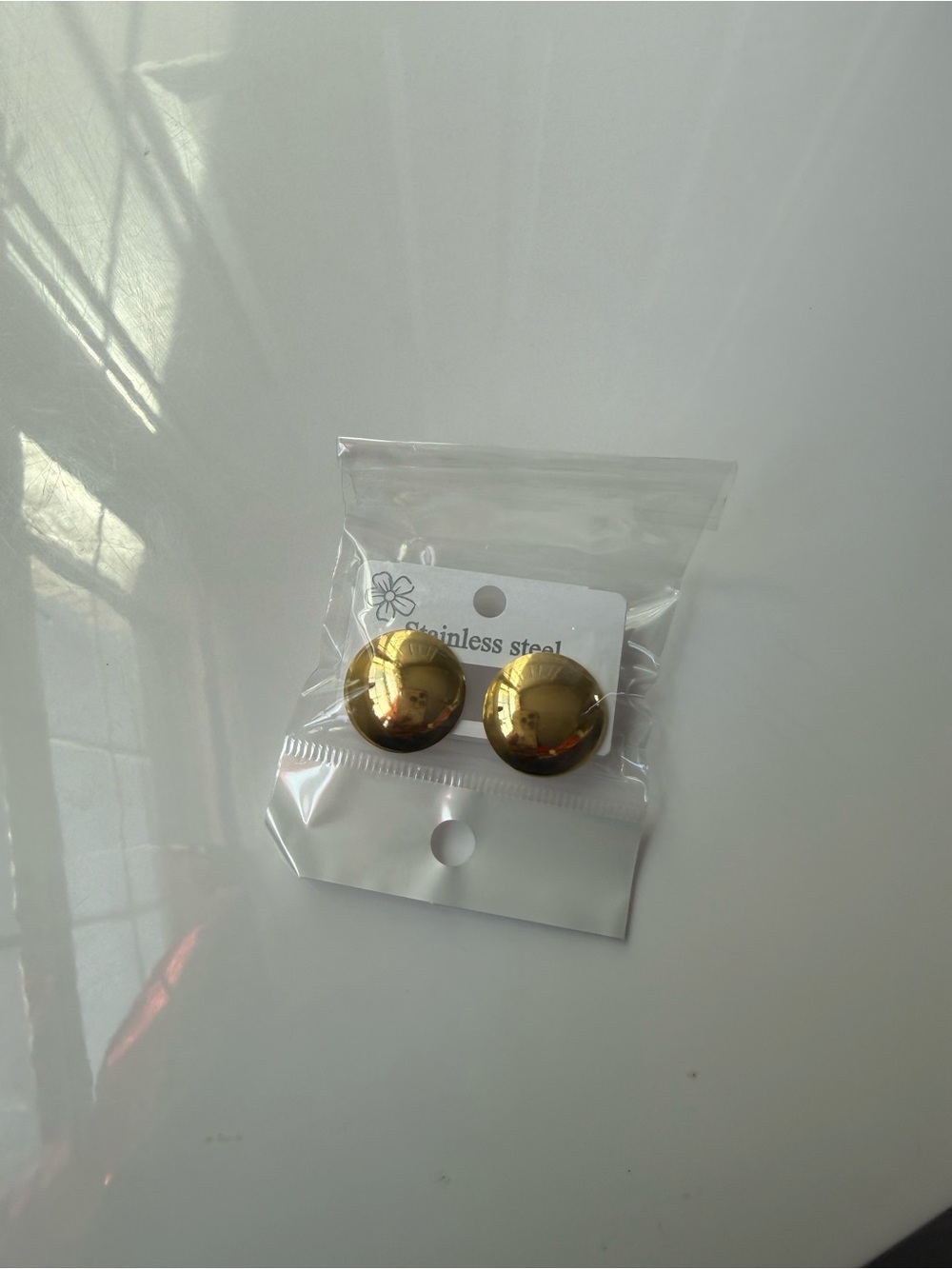 Gold Dome Stainless Steel Button Earrings